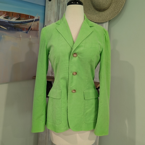Ralph Lauren Green Corduroy Fitted Blazer - Picture 2 of 8